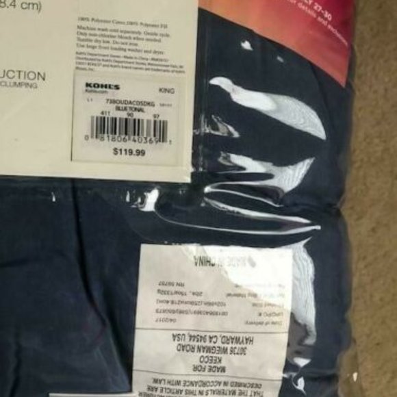 NIP BLUE DOWN ALTERNATIVE KING COMFORTER - Picture 5 of 9